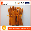 Gants orange d&#39;industrie de PVC, doublure de coton de 100% (DPV102)